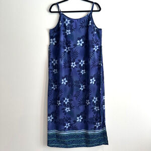 California Concepts Blue Floral Spaghetti Strap Midi Dress Women’s 14 Tie Back
